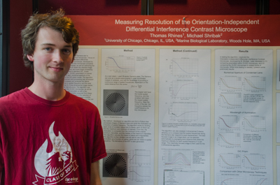 Thomas Rhines of University of Chicago worked with MBL Associate Scientist Michael Shribak to develop a method to measure the resolution of optical microscopes.