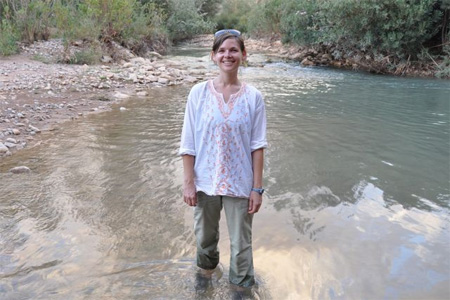 Shelby Riskin performing field work in Brazil.