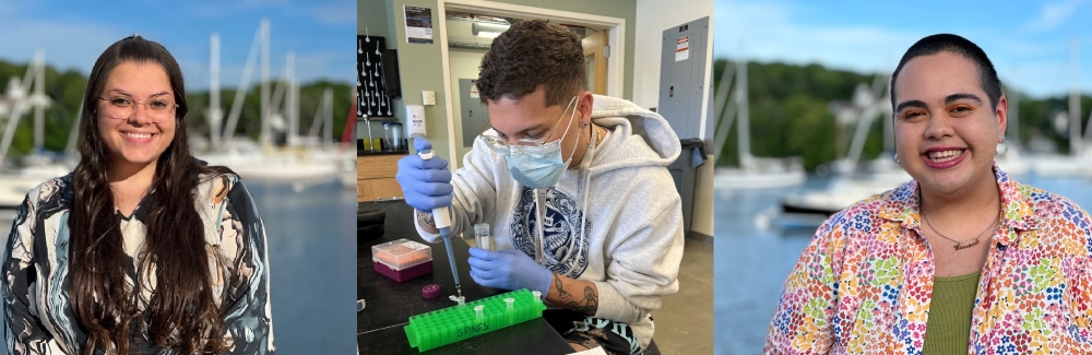  Almarely L. Berrios-Negron (left), John Gonzalez-Amoretti (center), and Yesenia Garcia-Sifuentes (right) share their experiences in the three-week long SPINES course. Credit: Yesenia Garcia-Sifuentes and Almarely L. Berrios-Negron