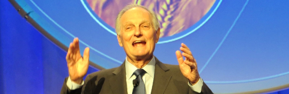 Alan Alda delivers the plenary talk at the 2014 annual meeting of the American Association for the Advancement of Science Credit: Alan Kotok Flickr (CC BY-SA 2.0)