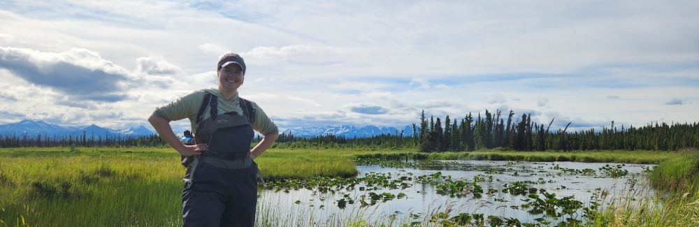 Jessie Moravek in beaver wetlands in Alaska.