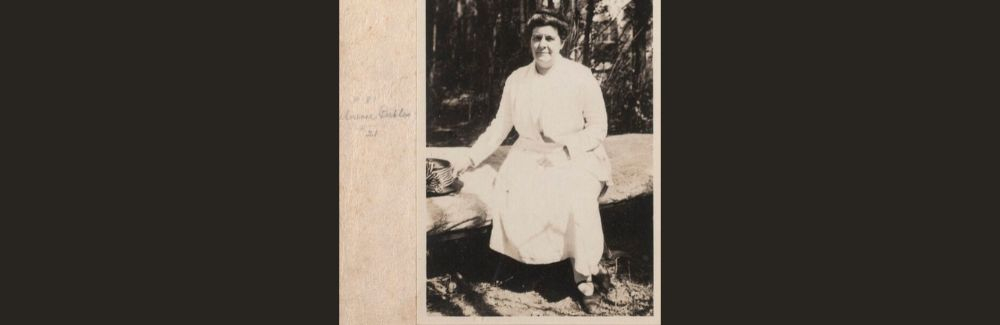 A vintage photo of a female scientist.