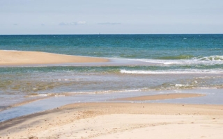 Tisbury Great Pond inlet to the sea. Do not reuse photo. Photo by Ray Ewing, Vineyard Gazette