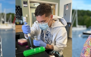  Almarely L. Berrios-Negron (left), John Gonzalez-Amoretti (center), and Yesenia Garcia-Sifuentes (right) share their experiences in the three-week long SPINES course. Credit: Yesenia Garcia-Sifuentes and Almarely L. Berrios-Negron