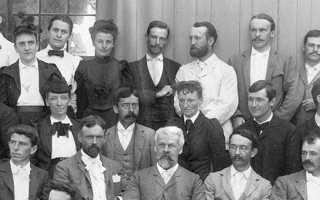 Investigators and faculty at the Marine Biological Laboratory in 1894 (crop). Photo by Baldwin Coolidge
