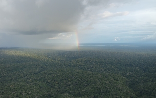 A rainbow over the Amazon Rainforest. Credit Isabella Hrabe de Angelis