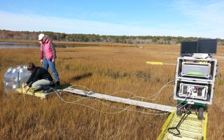 Environmental scientists at Sage Lot Pond