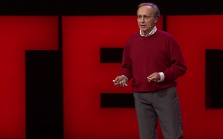 Screenshot from video of Roger Hanlon at TED talk.