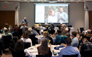 former SES director ken foreman speaks at the SES/SBD Sympsium April 2023. Credit Emily Greenhalgh