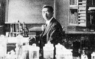 Hirohito in the Biological Laboratory, Imperial Palace in 1950