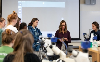 Lisa Abbo teaches during a High School Science Discovery course 