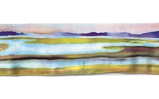 Silk painting entitled "Long Marsh" by Susan Quateman. Credit Susan Quateman