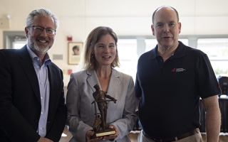 Neil Shubin (left) and Melina Hale (center) with HSH Prince Albert II (right) of Monaco.