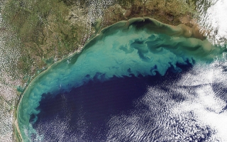 MODIS satellite image of sediment in the Gulf of Mexico.