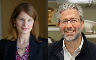 Melina Hale on left and Neil Shubin on right