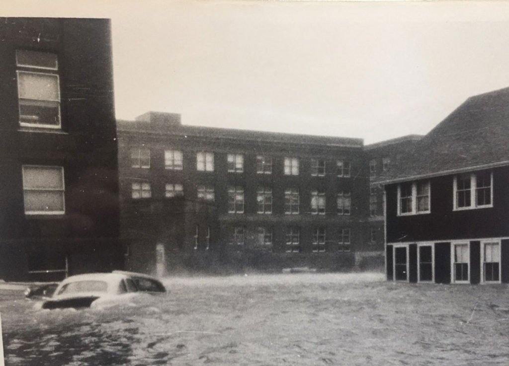 Lillie Parking Lot Flooded during Hurricane Carol (1954)