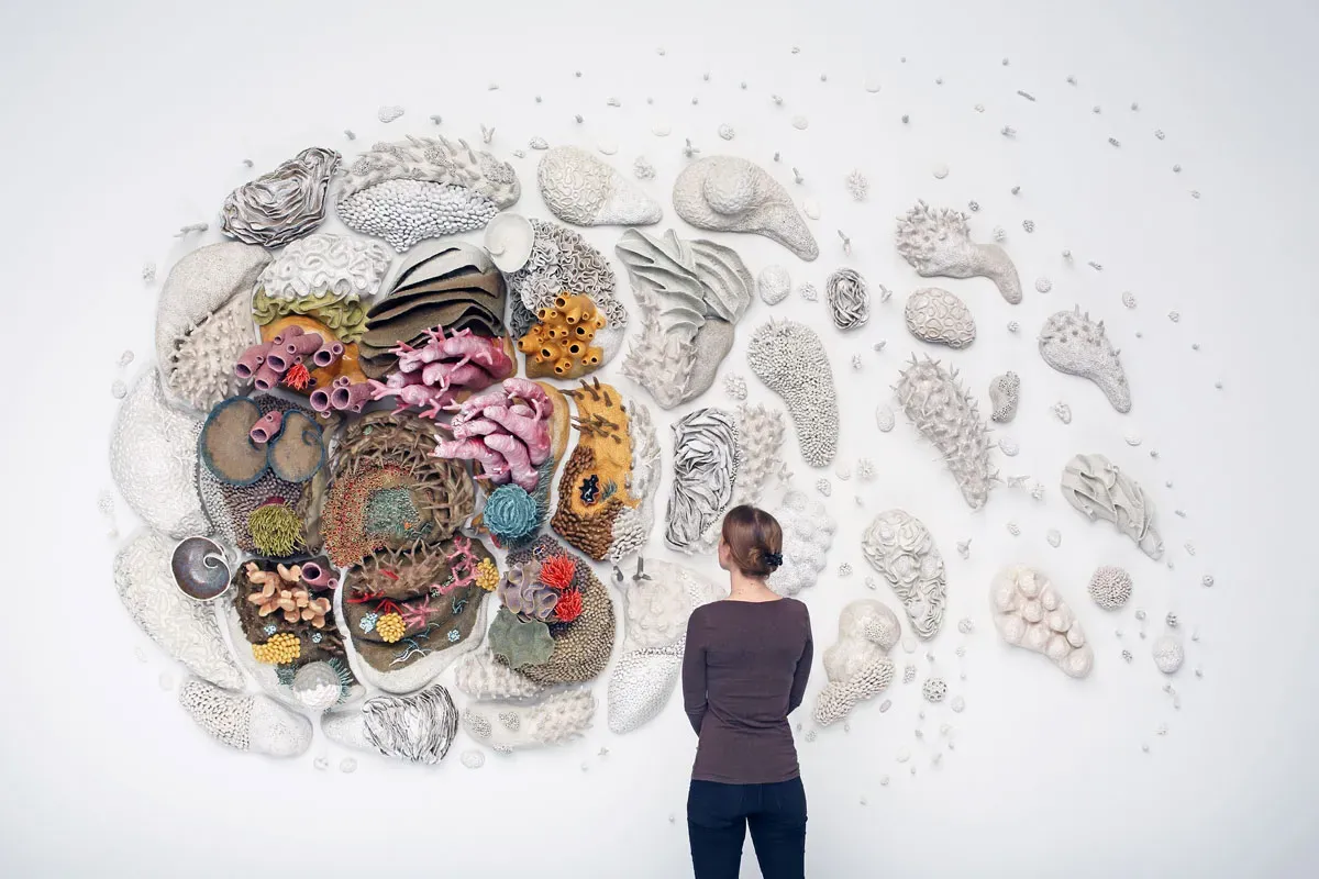 Mattison with "Our Changing Seas III" (2014). Credit: Arthur Evans/Tang Museum