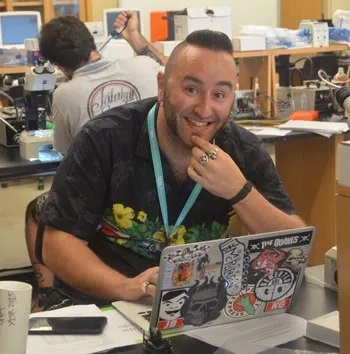 Joaquin Navajas Acedo in the Embryology course lab.