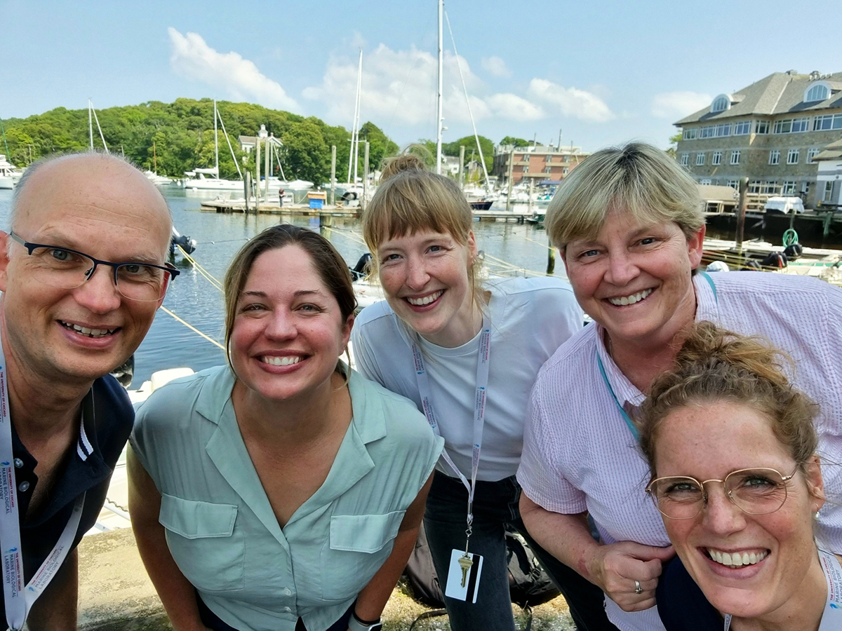 Veenstra and his team, from left to right: Veenstra, MBL scientist Caroline Albertin, Radboud University PhD student Rebecca Snabel, St. Mary’s College of Maryland professor of biology Karen Crawford, and Radboud University PhD student Saskia Heffener. Credit: Saskia Heffener