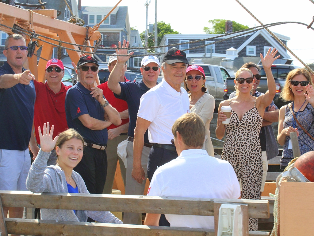 David Remsen, far left, leads a Gemma tour for HRH Prince Albert II of Monaco (at center in dark shirt and glasses) and guests. 