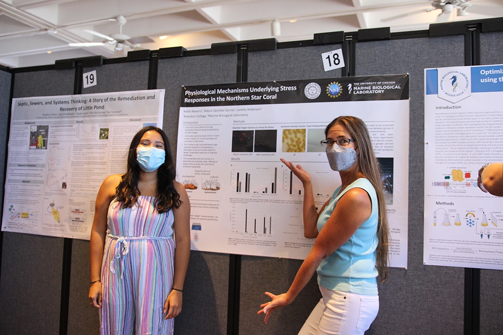 Kellie Navarro, senior at Bowdoin College, with Loretta Roberson (right)