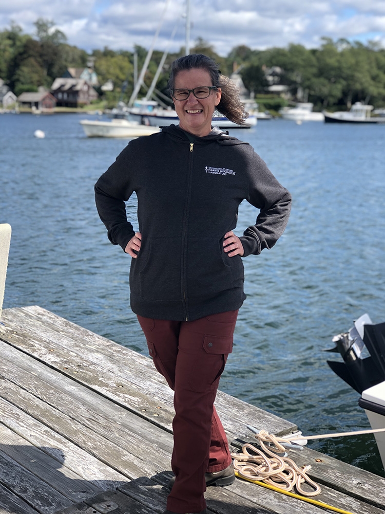 Kendra Buresch on the Marine Resources Center dock.