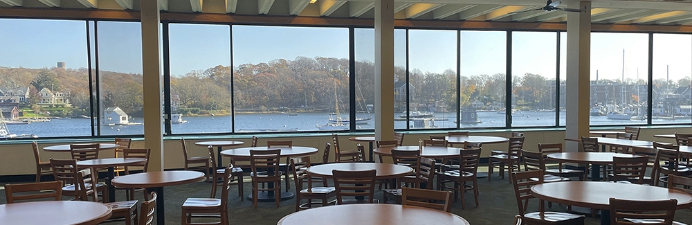 Dining room at Swope overlooking Eel Pond