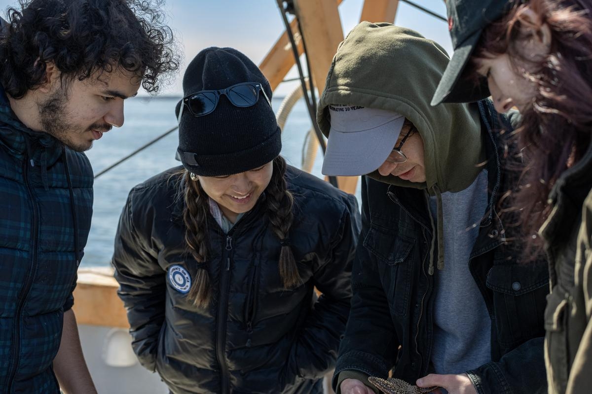 SBD Students about the MBL's Collecting Vessel the Gemma Credit: Andrew Gillis