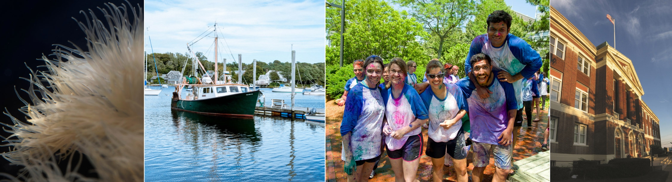 Composite photo of Coral, Gemma, Students, and the Lillie Building