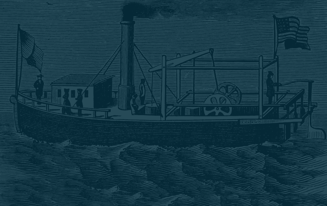 Drawing of a steamboat.