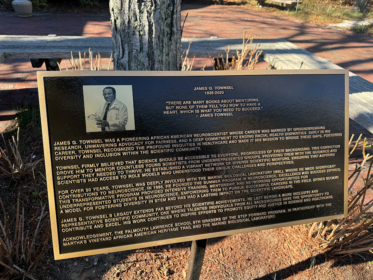 The plaque dedicated to James Townsel. 