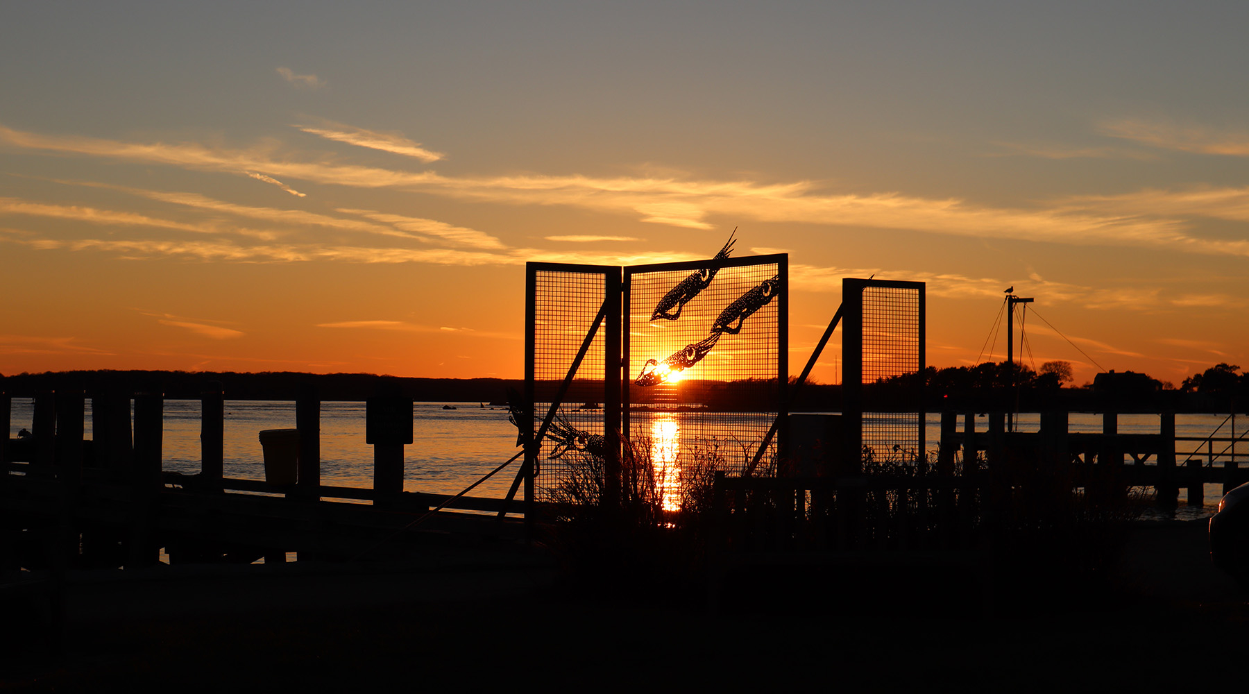 Squid gate at sunset.