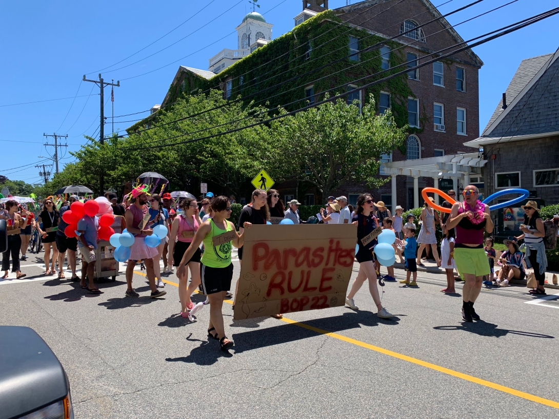 Participants march in the 2022 Woods Hole Fourth of July Parade