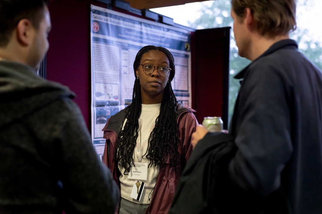 Embryology student Kayla Wilson during the student poster session. Credit: Dee Sullivan